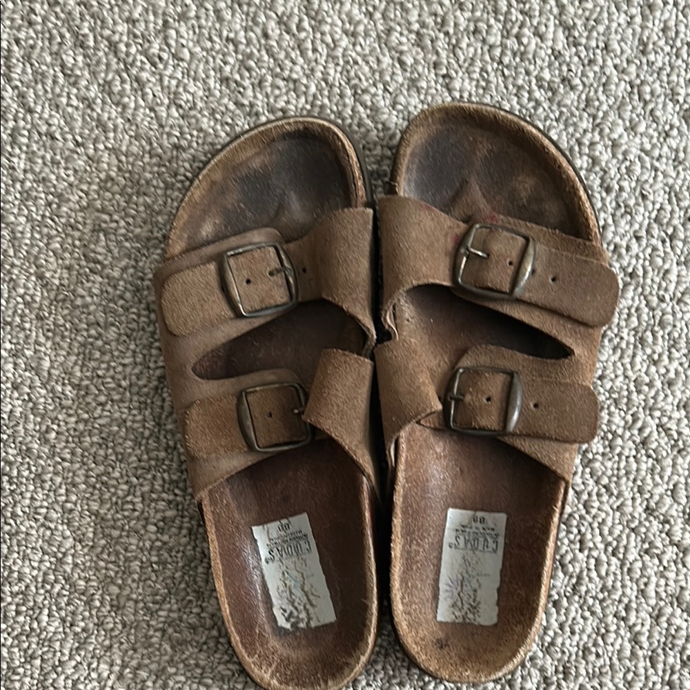 Brown Leather Sandals with Buckles